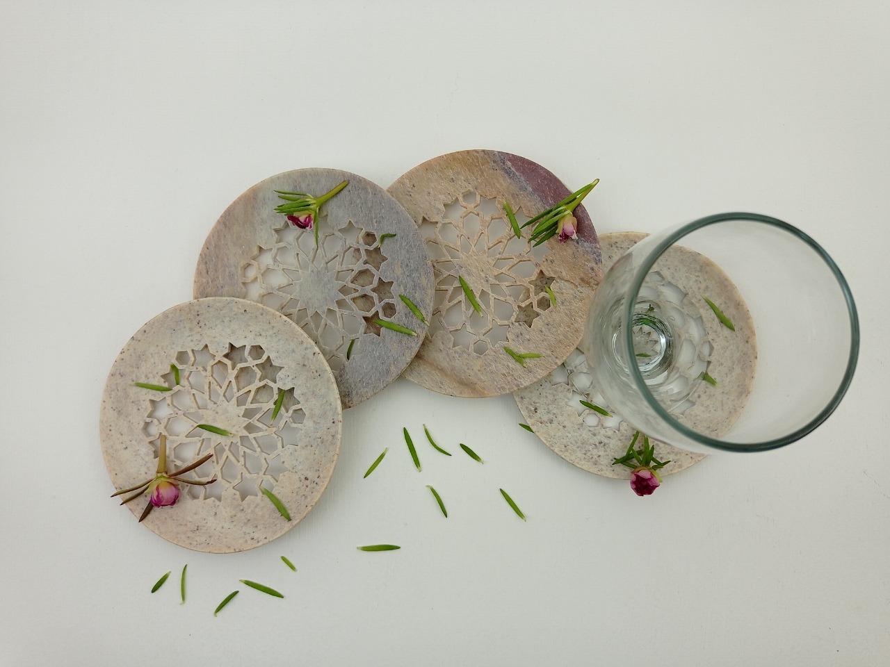 Brown & Cream Soapstone Coaster Ii Model No. 172 Ii Multi Color