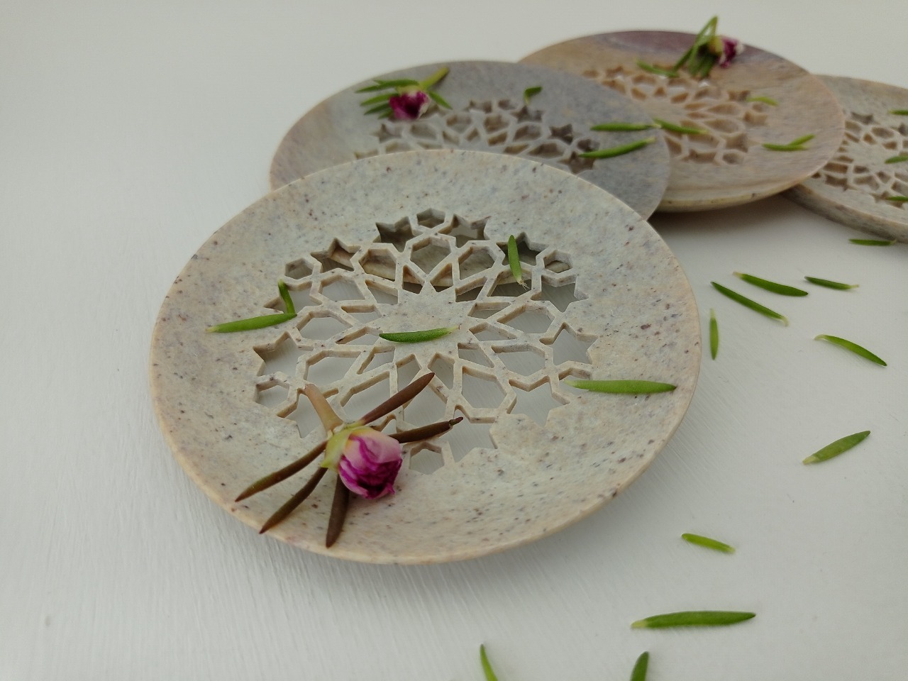 Brown & Cream Soapstone Coaster Ii Model No. 172 Ii Multi Color