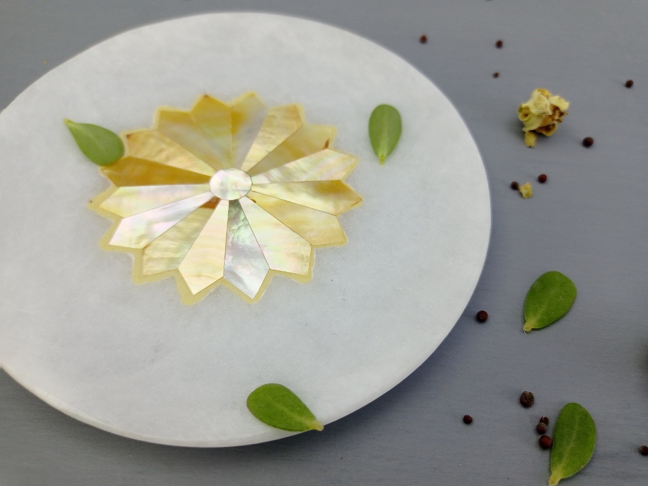 Round Alabaster Coaster Ii Model No. 197 Ii White Color