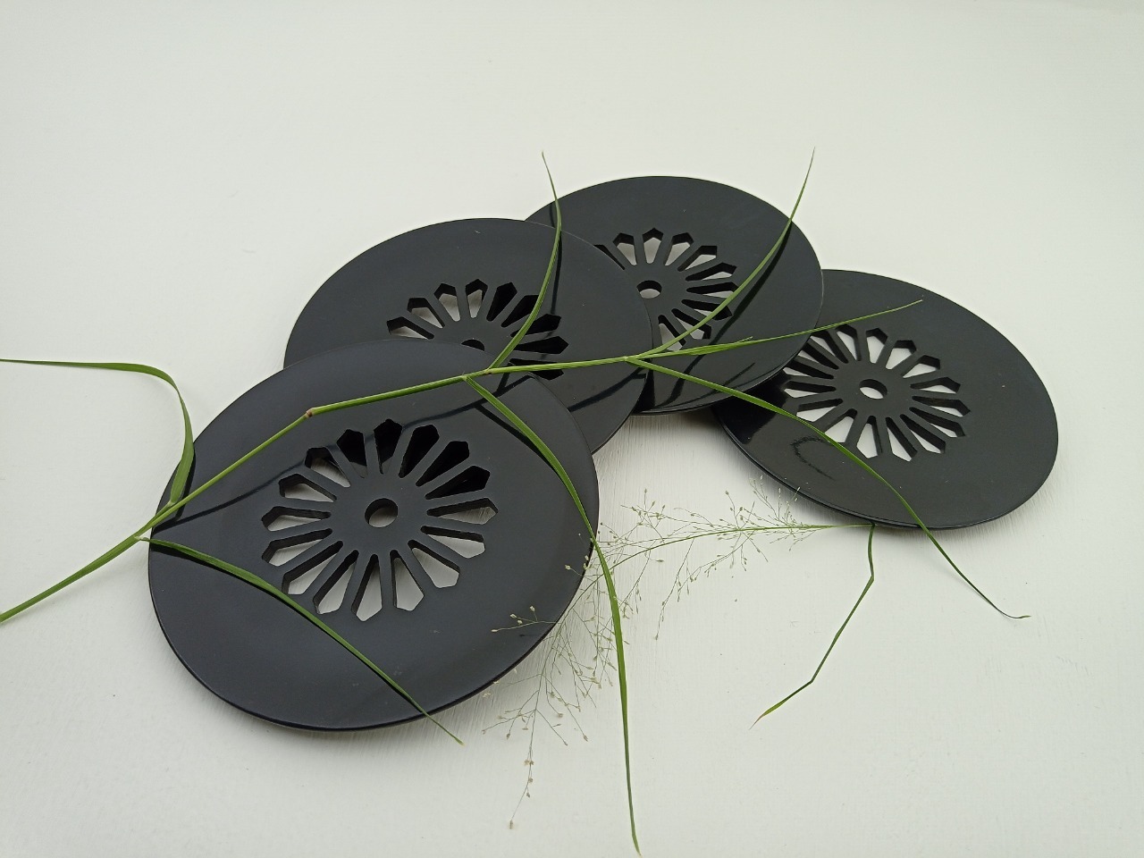 Round Soapstone Coaster Ii Model No. 202 Ii Black Color