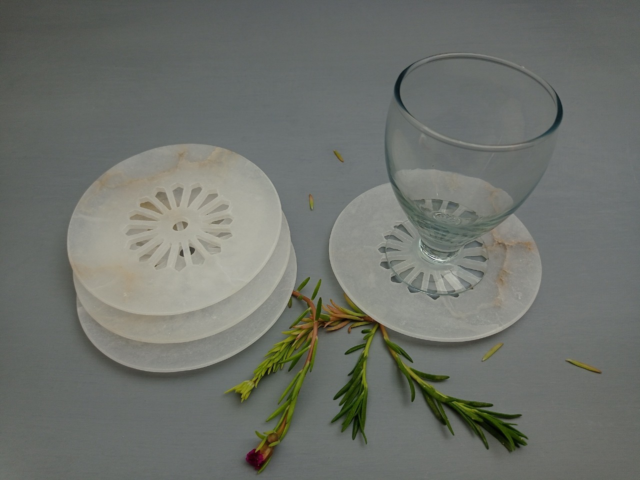 Round Alabaster Coaster Ii Model No. 216 Ii White Color