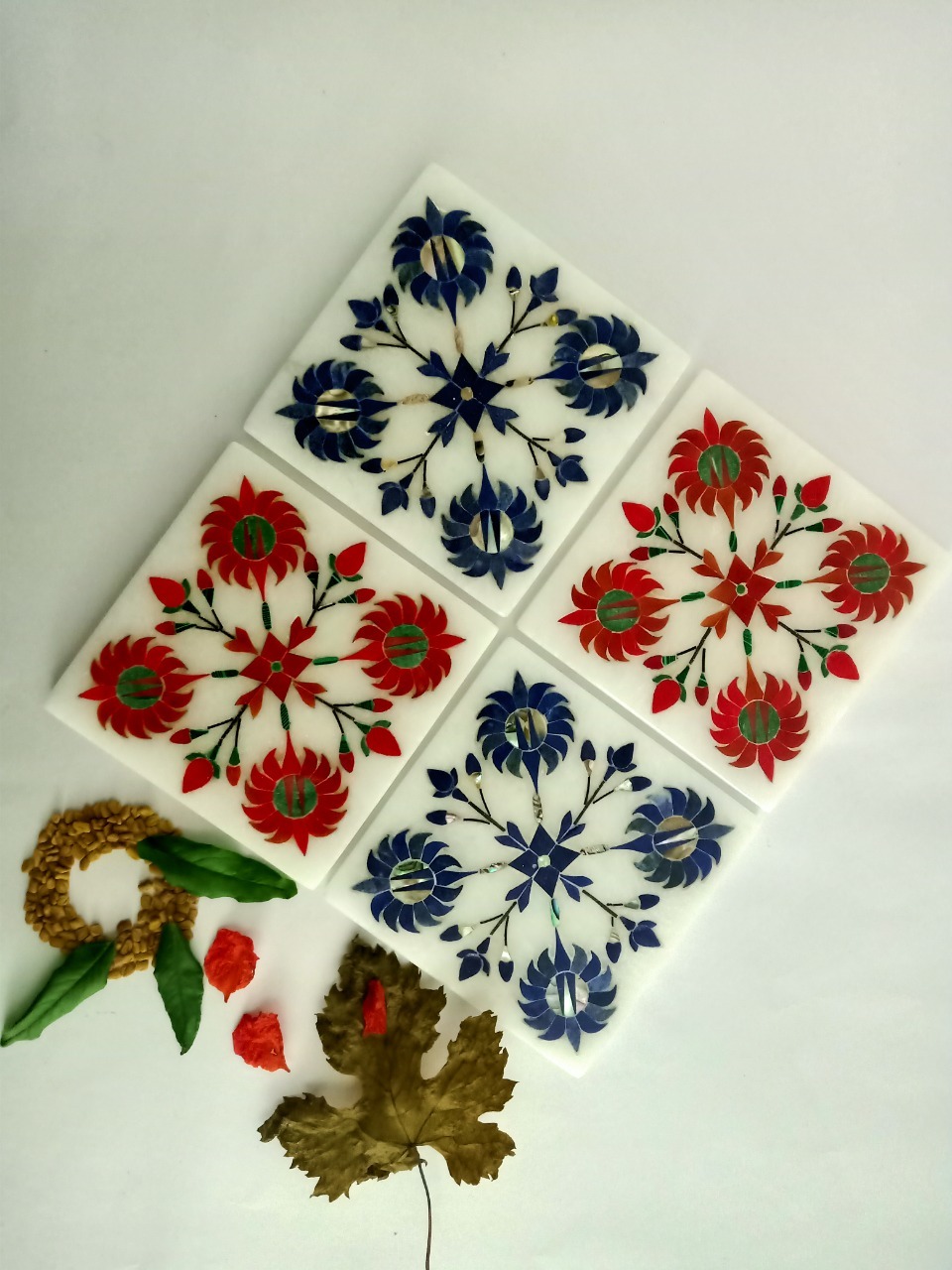 Square Alabaster Coaster Ii Model No. 187 Ii White Color