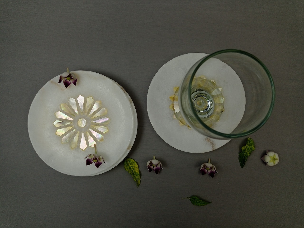 Round Alabaster Coaster Ii Model No. 196 Ii White Color