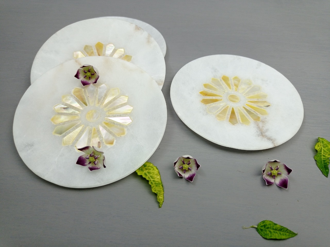 Round Alabaster Coaster Ii Model No. 196 Ii White Color