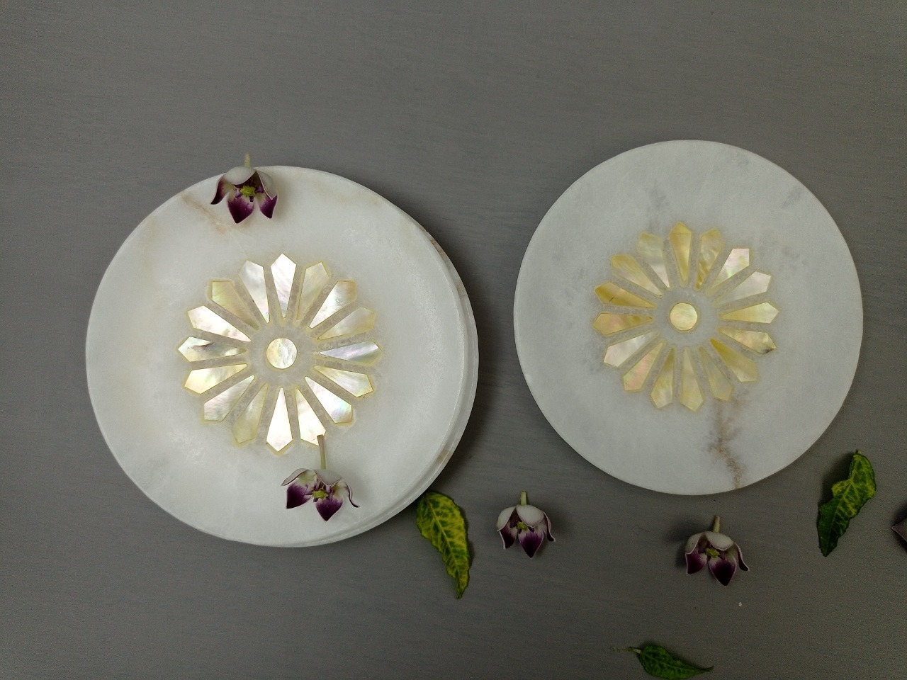 Round Alabaster Coaster Ii Model No. 196 Ii White Color