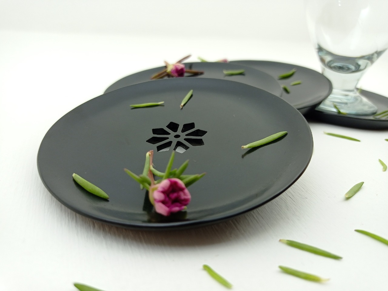 Round Soapstone Coaster Ii Model No. 220 Ii Black Color