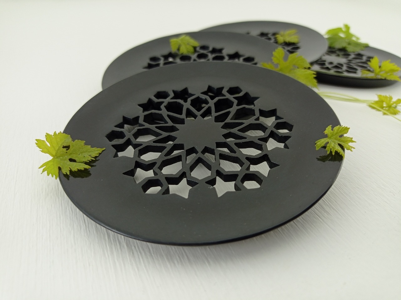 Round Soapstone Coaster Ii Model No. 229 Ii Black Color