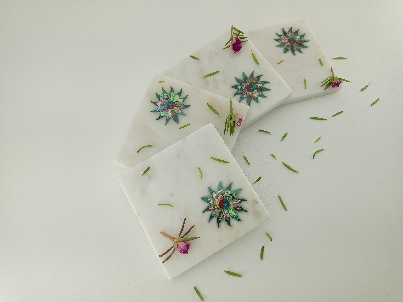 Square Marble Coaster Ii Model No. 11 Ii White Color