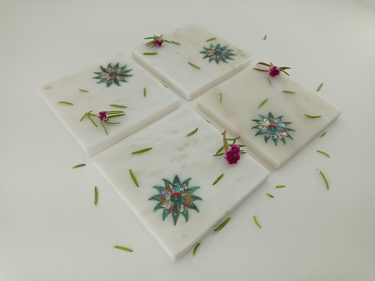 Square Marble Coaster Ii Model No. 11 Ii White Color
