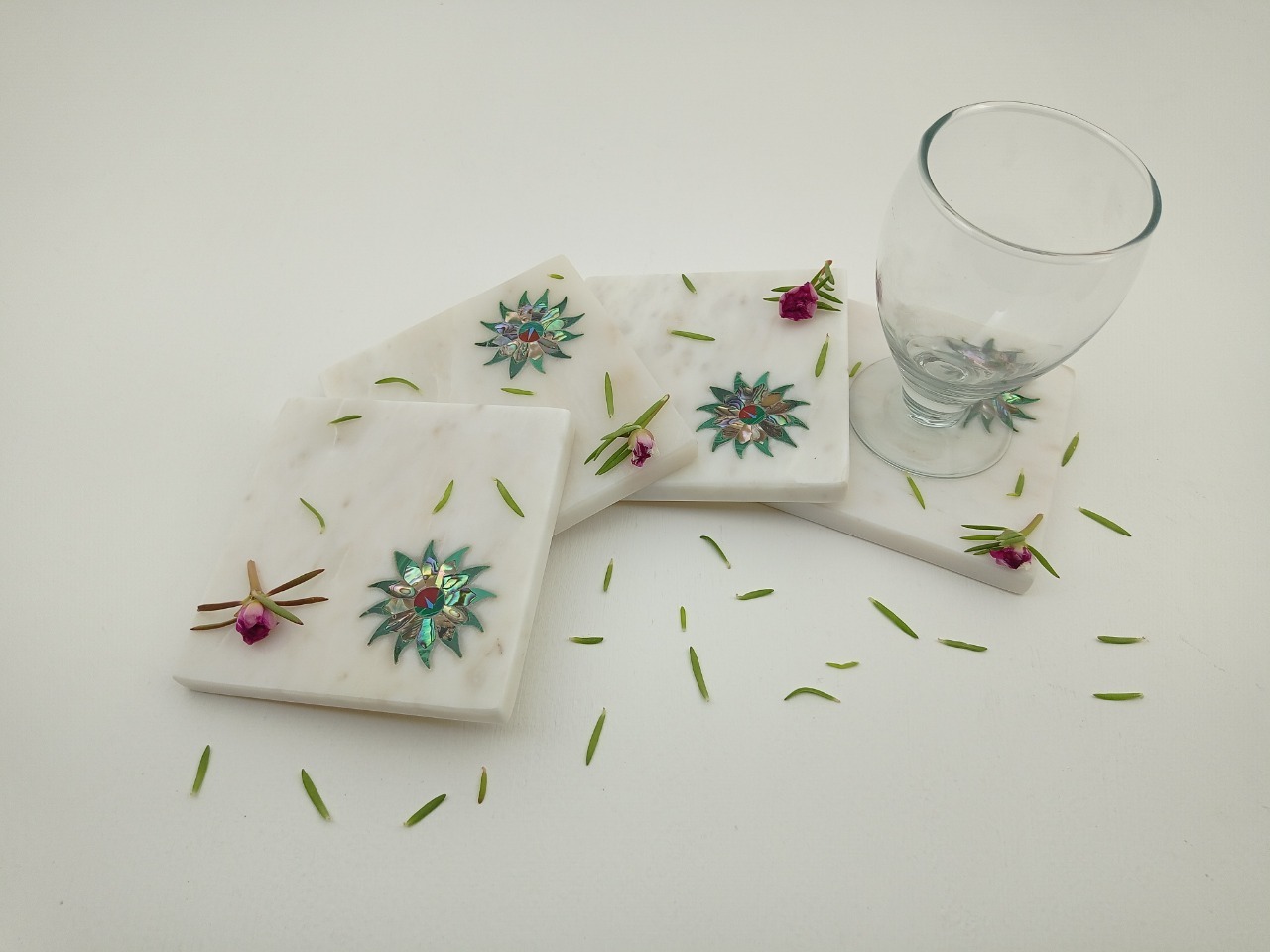 Square Marble Coaster Ii Model No. 11 Ii White Color
