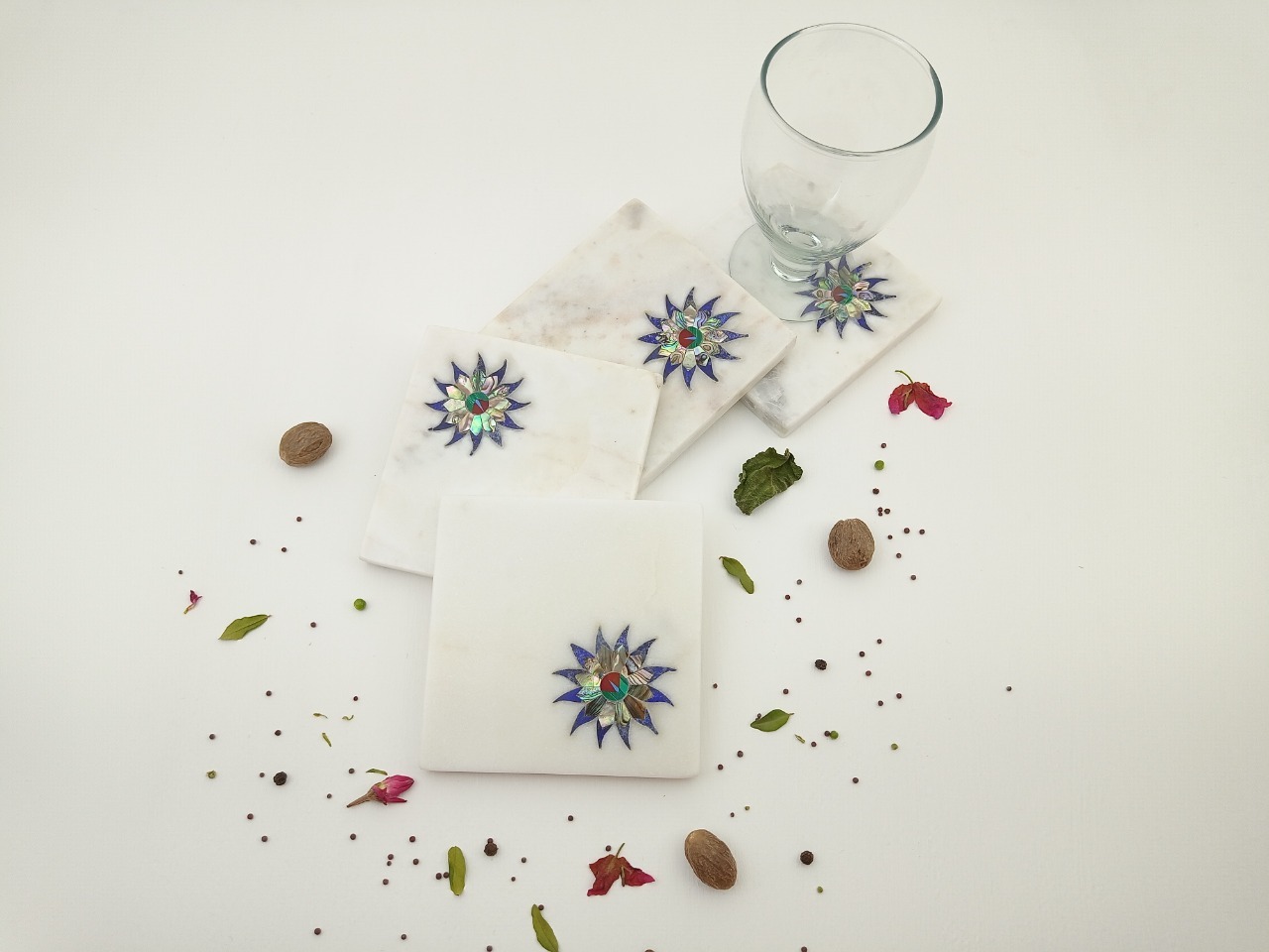 Square Marble Coaster Ii Model No. 14 Ii White Color