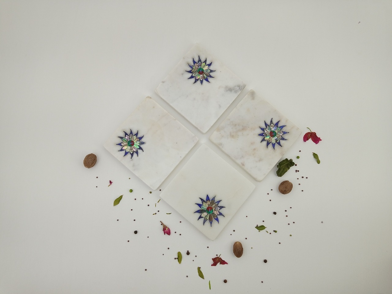 Square Marble Coaster Ii Model No. 14 Ii White Color