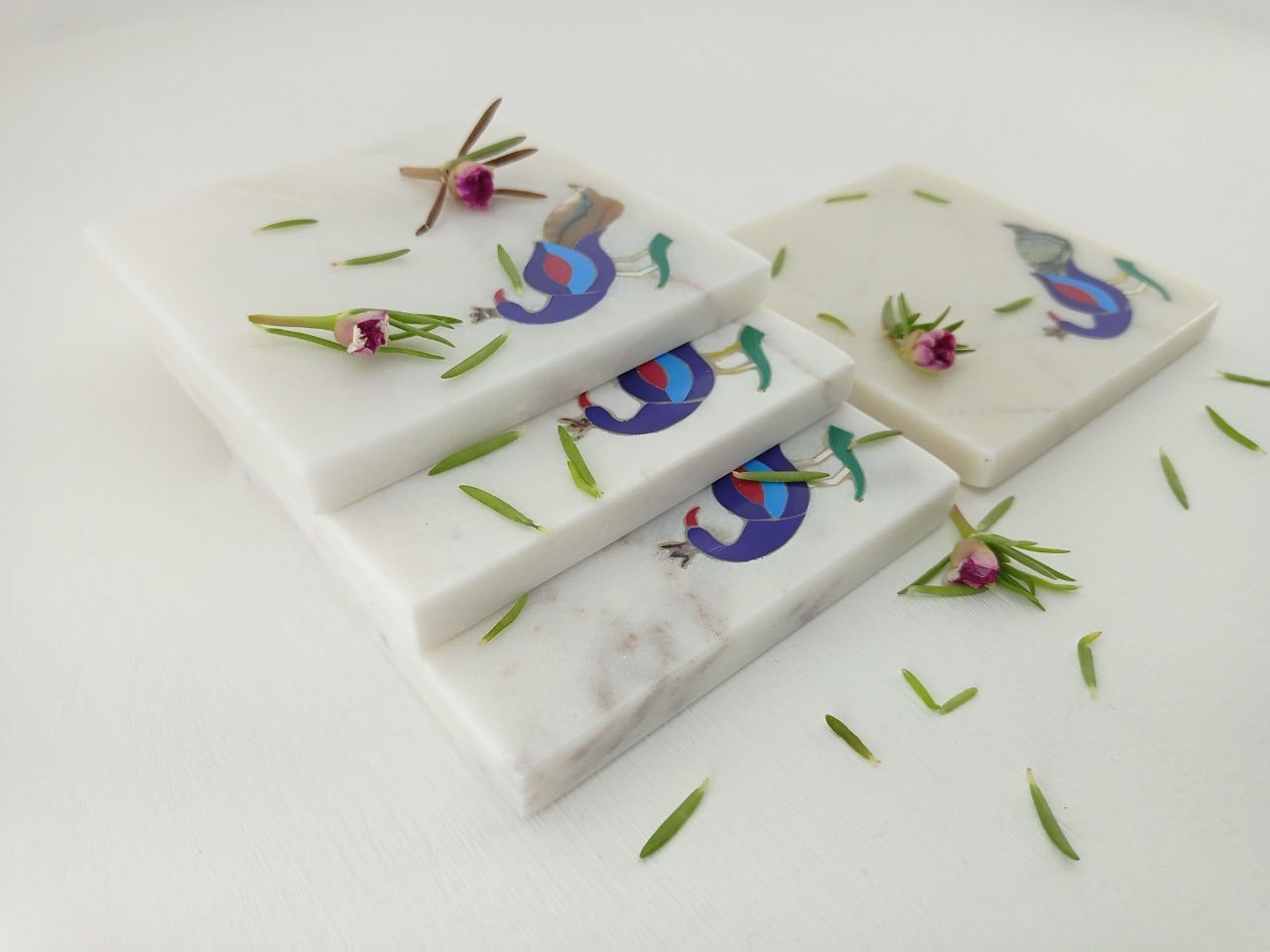 Square Marble Coaster Ii Model No. 19 Ii White