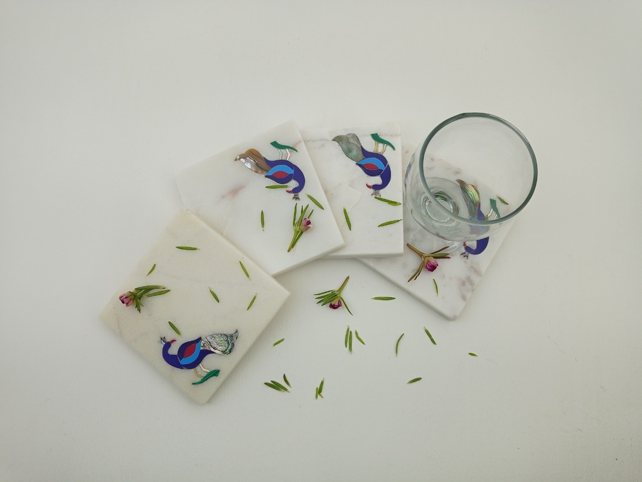 Square Marble Coaster Ii Model No. 19 Ii White