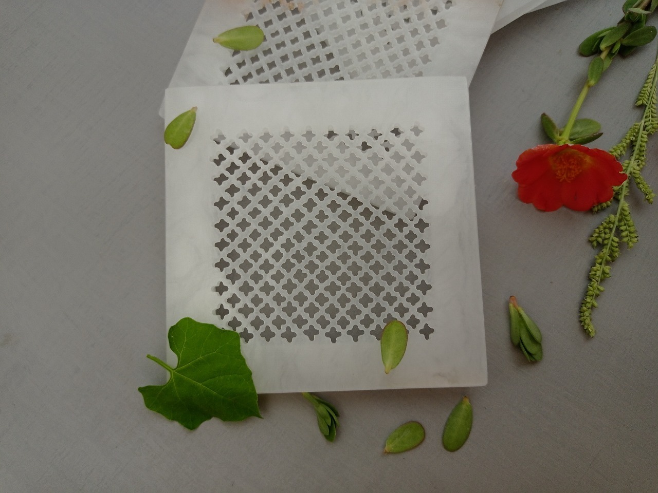 Square Alabaster Coaster Ii Model No. 57 Ii White Color