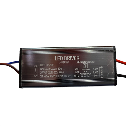 50W 300MA 2.5KV LED Driver - Black, Rectangle Design | Input: AC 100-300V, Output: DC 150-200V, 4KV Surge Protection, PF: 0.95