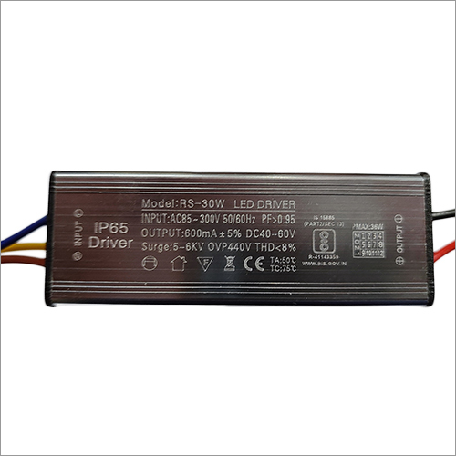 30W 600mA 6KV LED Driver - AC 100-300V Input, DC 28-40V Output | IP65 Rated, Cool White Lighting, 2-Year Warranty, Rectangular Black Design