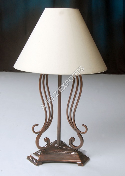 Cream Designer Copper Plated Metal Lamp