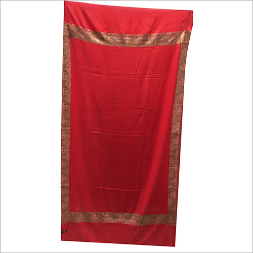 Red Mens Fancy Border Work Pashmina Shawl