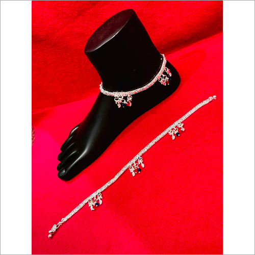 Kajal - Silver Alloy Adjustable Anklet | Chain Type, Stylish Design, Lightweight Elegance