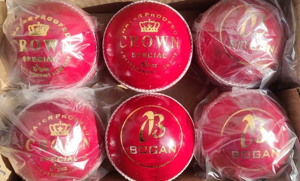 Bogan Leather Cricket Ball - Leather, Standard Size, Red | Durable, Easy To Use, Rugged Design, Printed Seam For Enhanced Performance