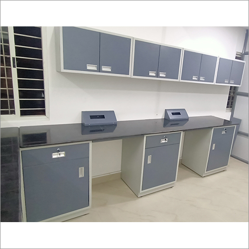 Laboratory Wall Bench - Customizable Dimensions, Powder Coated Gray Steel With Epoxy Resin Worktop | 1 Year Warranty, Durable Design