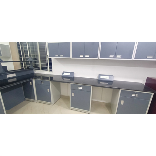 Laboratory Wall Bench - Customizable Dimensions, Powder Coated Gray Steel With Epoxy Resin Worktop | 1 Year Warranty, Durable Design