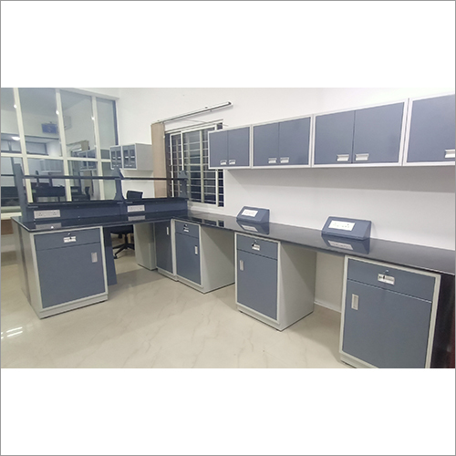 Laboratory Wall Bench - Customizable Dimensions, Powder Coated Gray Steel With Epoxy Resin Worktop | 1 Year Warranty, Durable Design