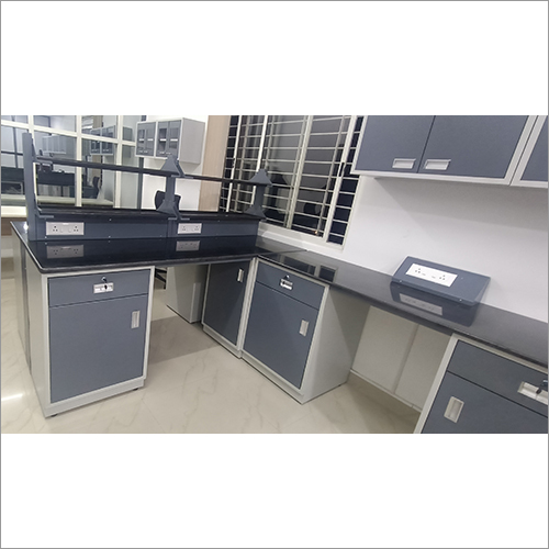 Laboratory Wall Bench - Customizable Dimensions, Powder Coated Gray Steel With Epoxy Resin Worktop | 1 Year Warranty, Durable Design