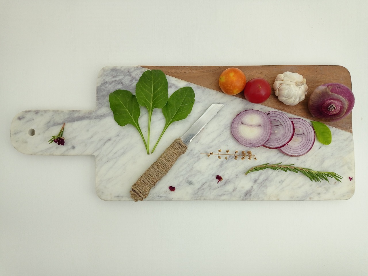 Rectnagle Marble Wood Chopping Board Ii Model No  6 Ii White Brown Color