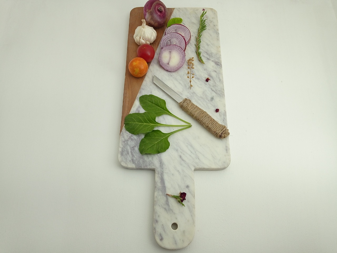 Rectnagle Marble Wood Chopping Board Ii Model No  6 Ii White Brown Color