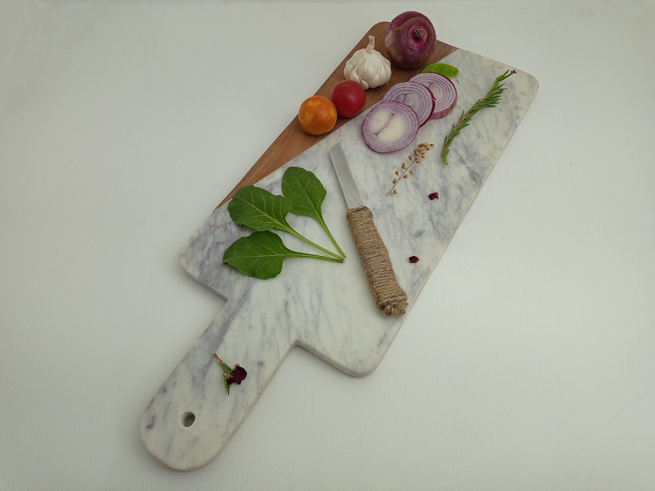 Rectnagle Marble Wood Chopping Board Ii Model No  6 Ii White Brown Color