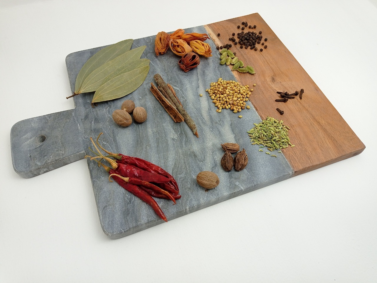 Rectnagle Marble Wood Chopping Board Ii Model No 7 Ii Grey Brown Color