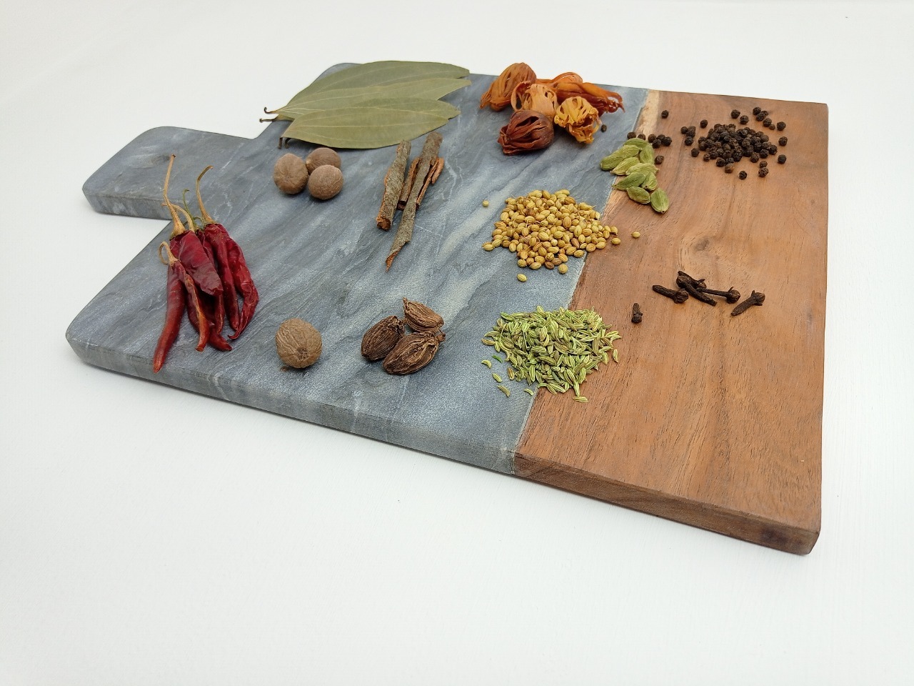 Rectnagle Marble Wood Chopping Board Ii Model No 7 Ii Grey Brown Color