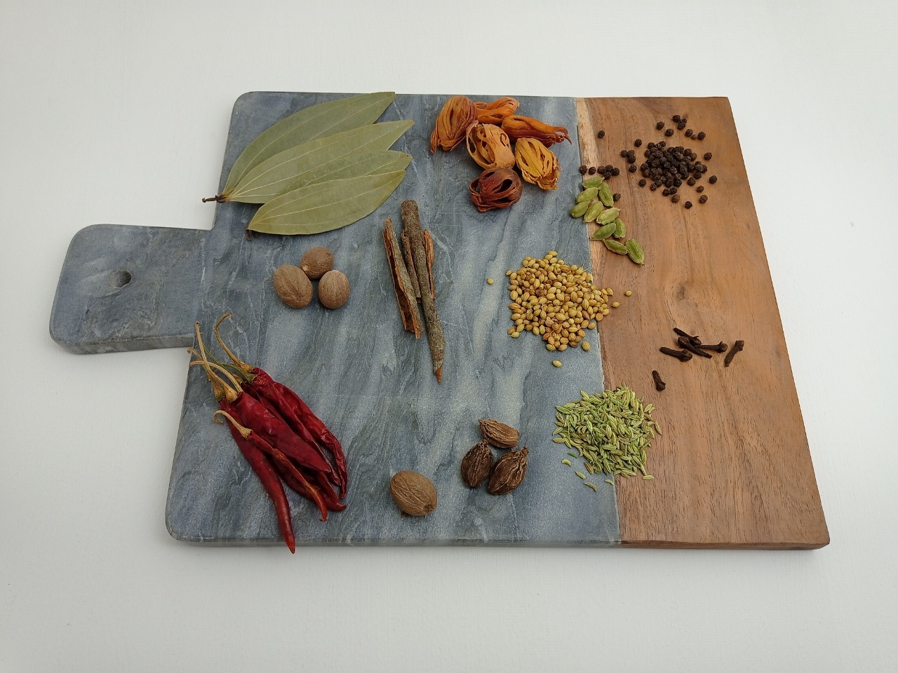 Rectnagle Marble Wood Chopping Board Ii Model No 7 Ii Grey Brown Color