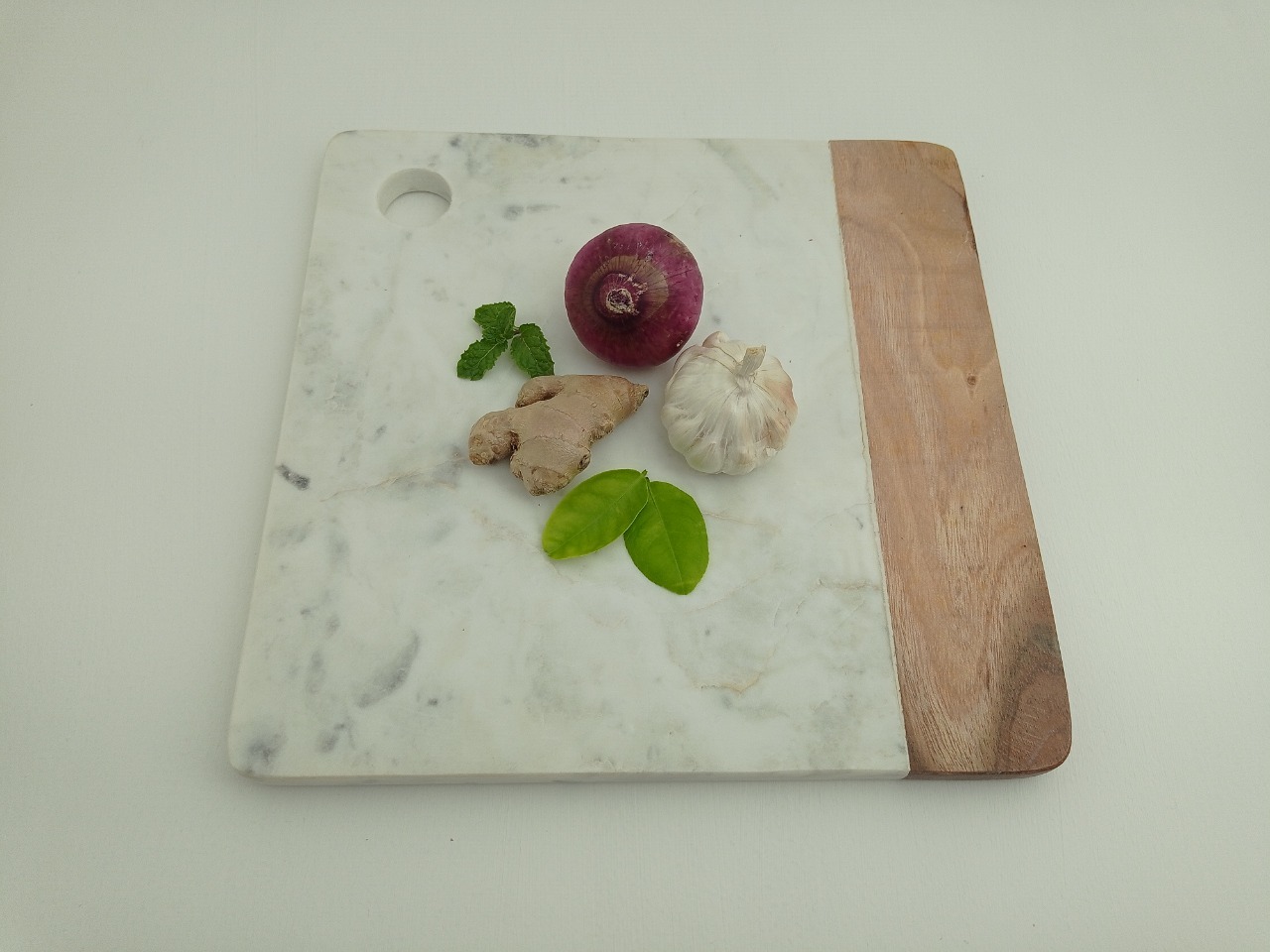 Square Marble Wood Chopping Board Ii Model No 4 Ii White Brown Color