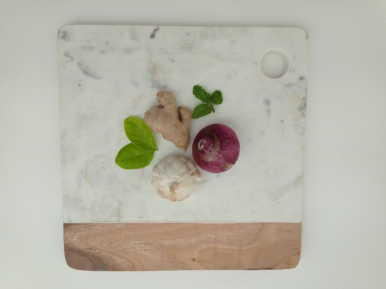 Square Marble Wood Chopping Board Ii Model No 4 Ii White Brown Color