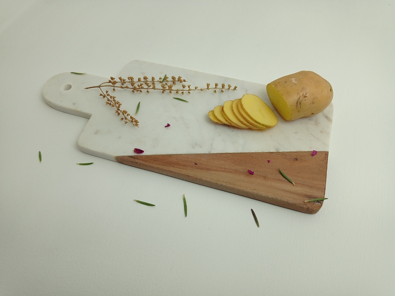 Rectnagle Marble Wood Chopping Board Ii Model No 3 Ii White Brown