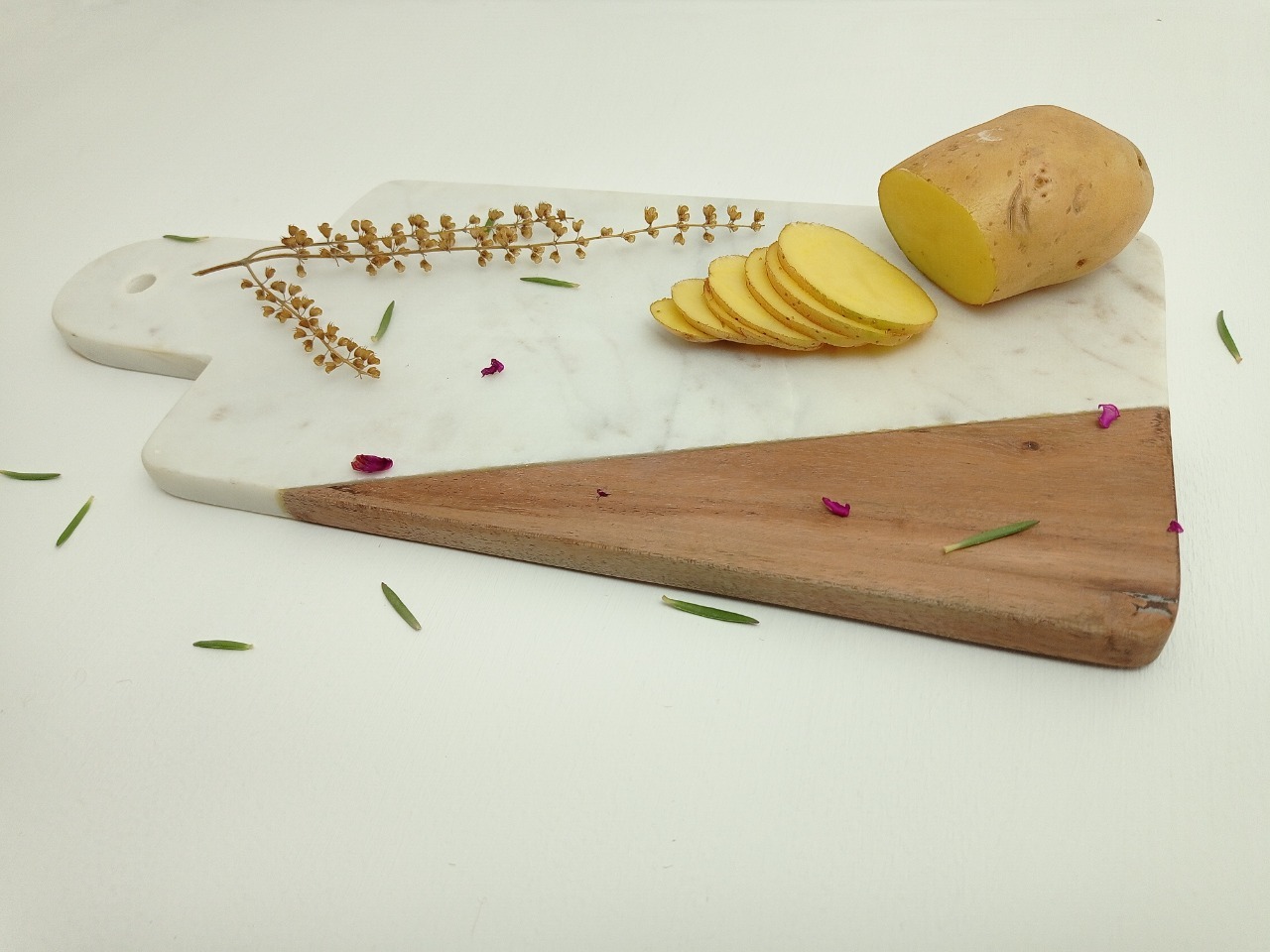 Rectnagle Marble Wood Chopping Board Ii Model No 3 Ii White Brown
