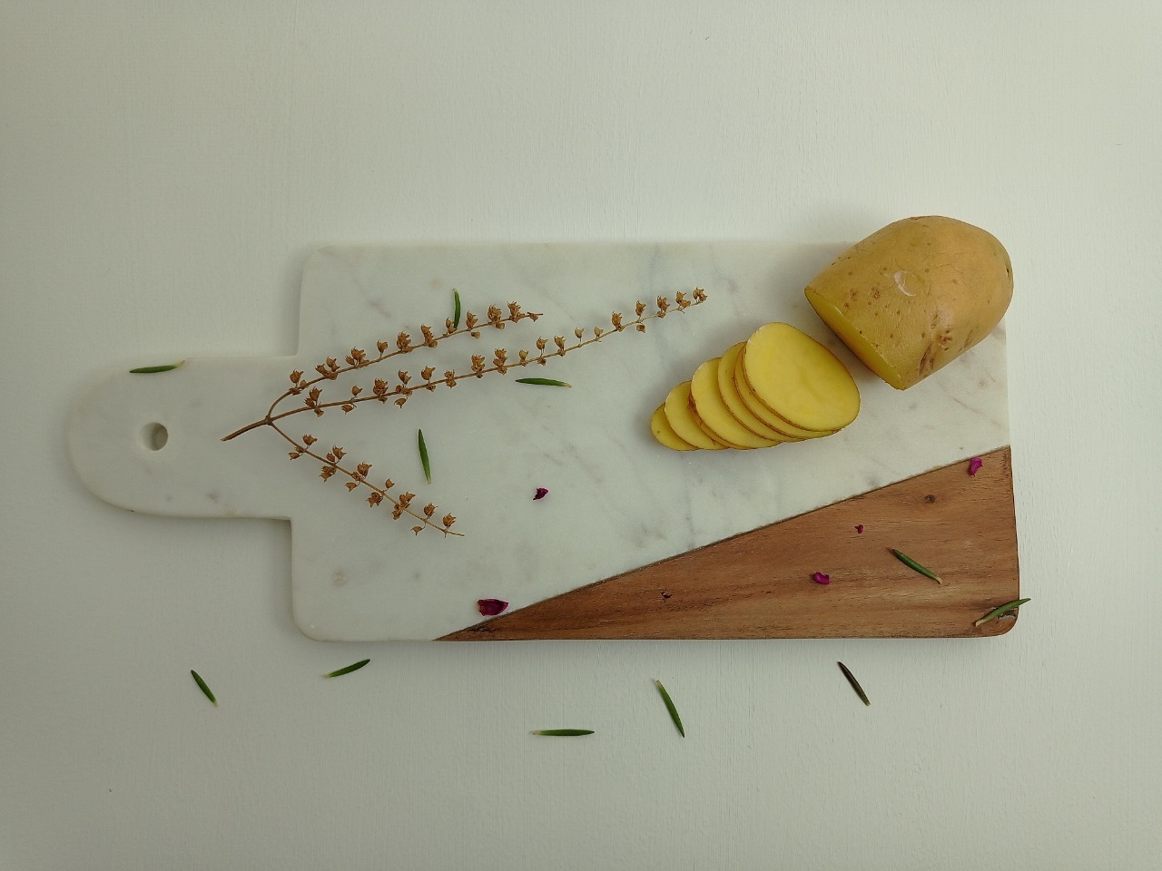 Rectnagle Marble Wood Chopping Board Ii Model No 3 Ii White Brown