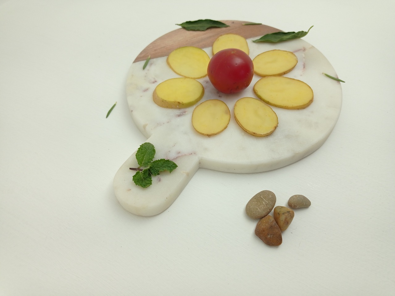 Marble, Wood Chopping Board Ii Model No. 1 Ii White, Brown Color