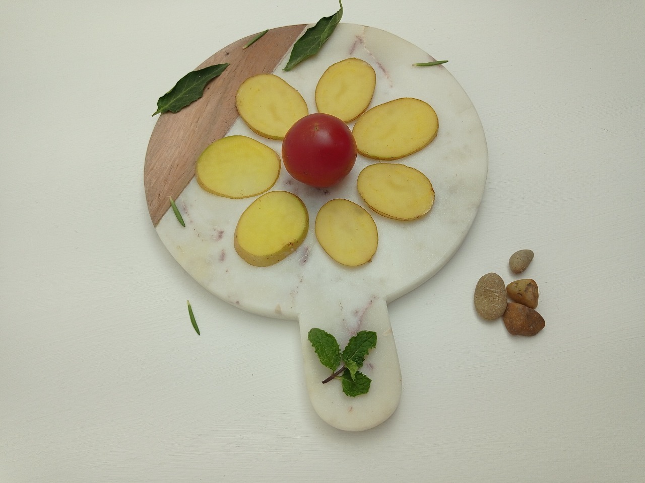 Marble, Wood Chopping Board Ii Model No. 1 Ii White, Brown Color