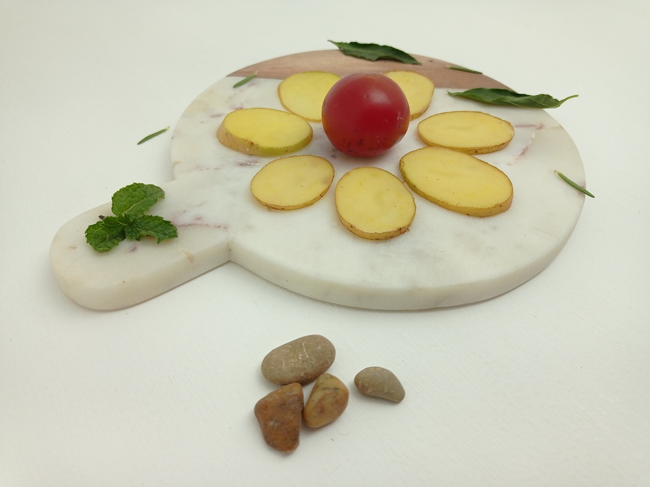 Marble, Wood Chopping Board Ii Model No. 1 Ii White, Brown Color