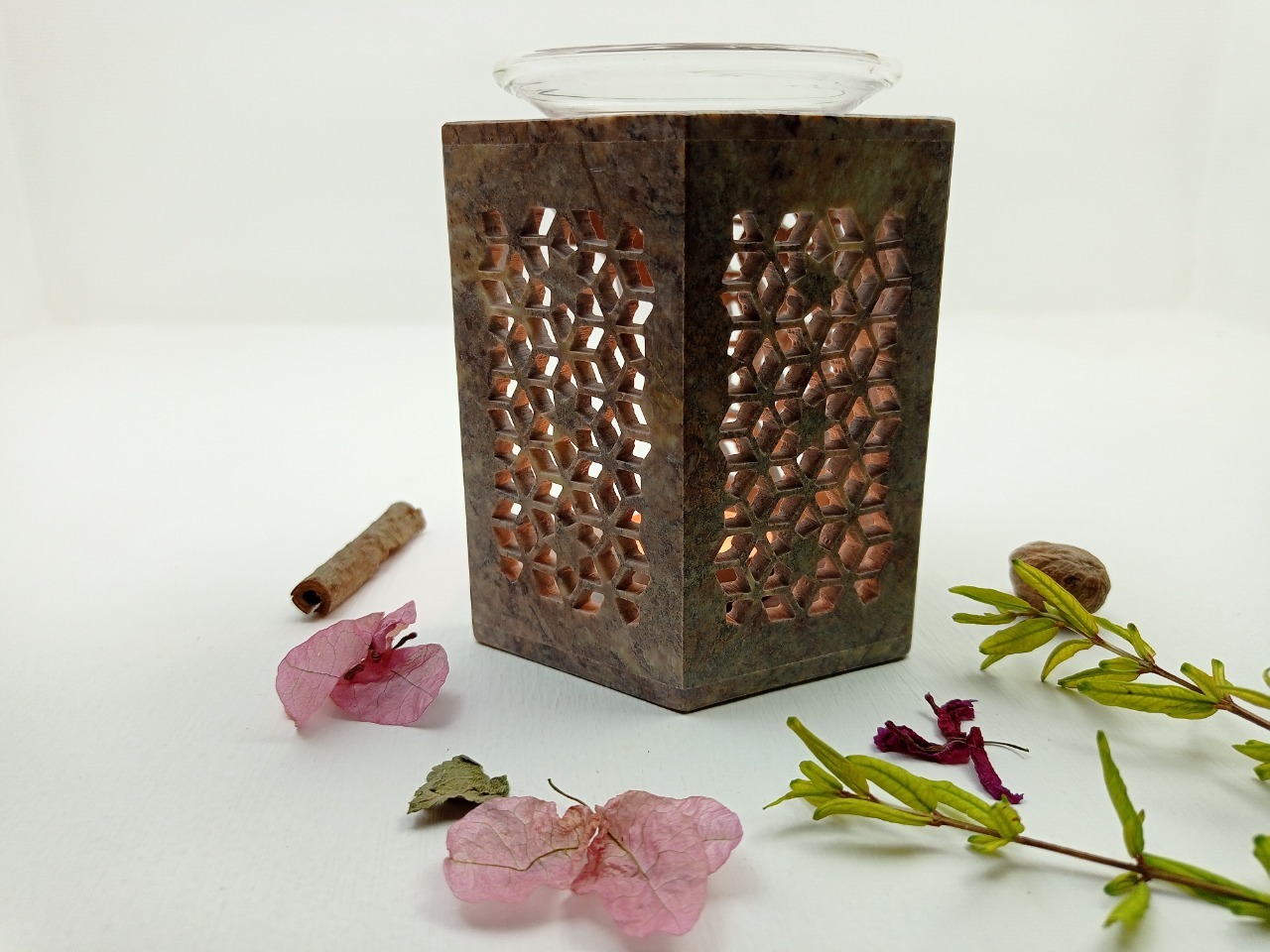 Soapstone Aroma Lamp Ii Model No. 261 Ii Multi Color Size: 3.5 X 3.5 X 4 Inch