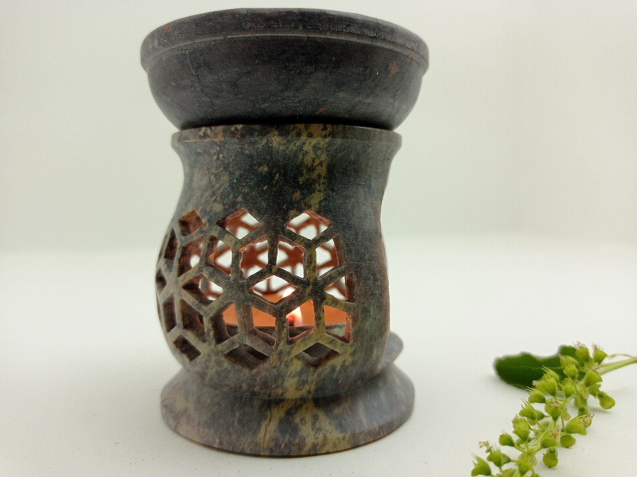 Soapstone Aroma Lamp Ii Model No. 243 Ii Multi Color Size: 2.5 X 2.5 X 3 Inch
