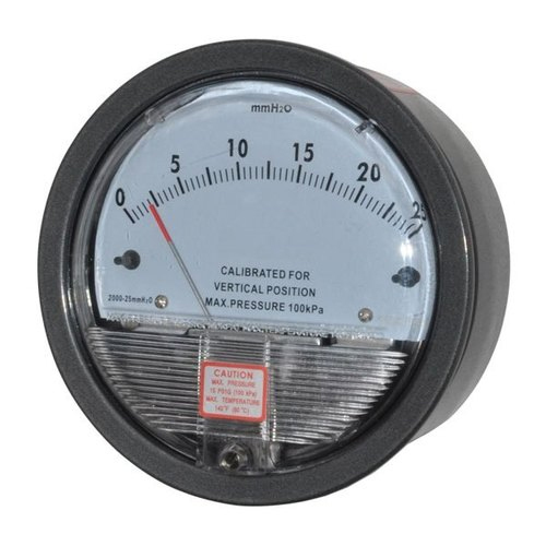 Differential Pressure Gauge - Glass Dial, Black Plastic Pointer | Ideal for HVAC Systems, Standard Processing Type