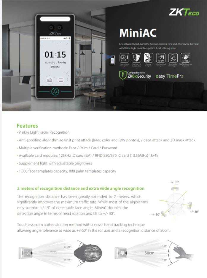Face Reader -Chiptronics - New Time Office Z900 Application: Indoor