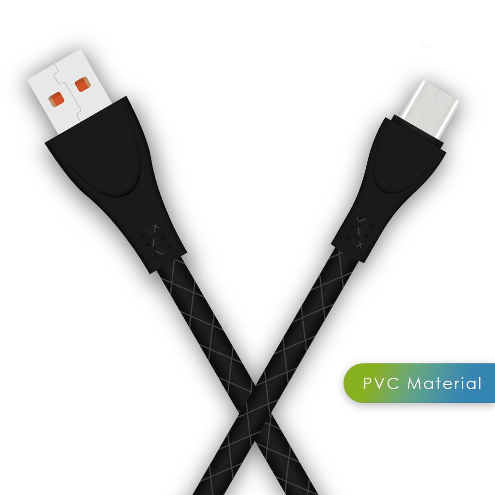 Cb-02 Micro Usb Cable - Pvc Material, 1m Length, Black Color | 2.0a Fast Charging, 50000+ Bend Lifespan, 6-month Warranty
