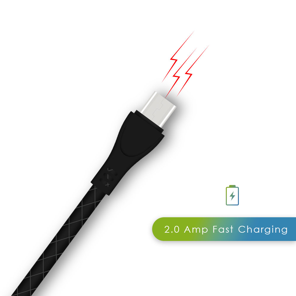 Cb-02 Micro Usb Cable - Pvc Material, 1m Length, Black Color | 2.0a Fast Charging, 50000+ Bend Lifespan, 6-month Warranty