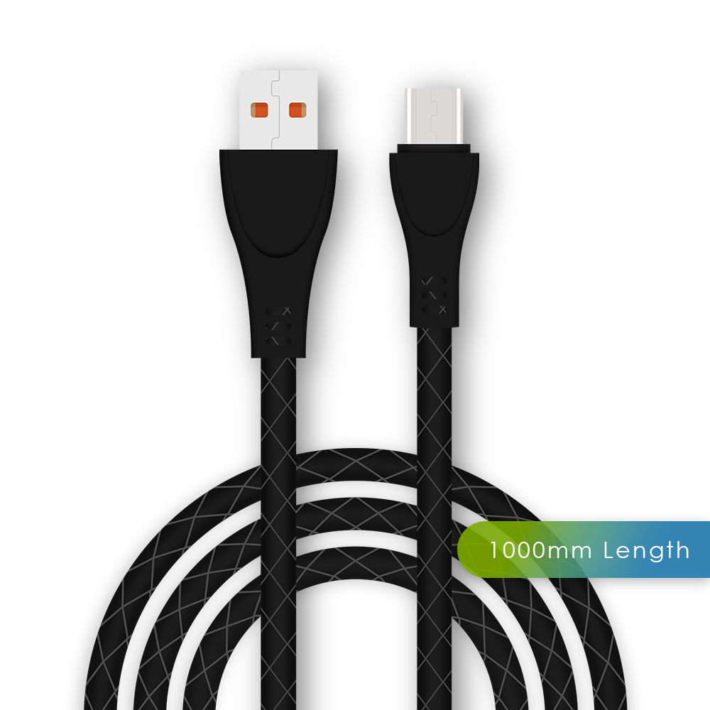 Cb-02 Micro Usb Cable - Pvc Material, 1m Length, Black Color | 2.0a Fast Charging, 50000+ Bend Lifespan, 6-month Warranty
